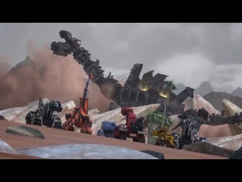 The Dinotrux leaves