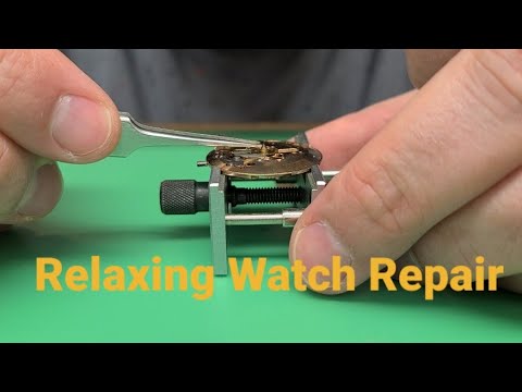 A vintage Benrus watch movement. Watchmaker unintentional ASMR relaxing video. Real time Real sounds