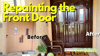 REPAINTING THE FRONT DOOR WITH SEMI GLOSS OIL PAINT |  HOME IMPROVEMENT