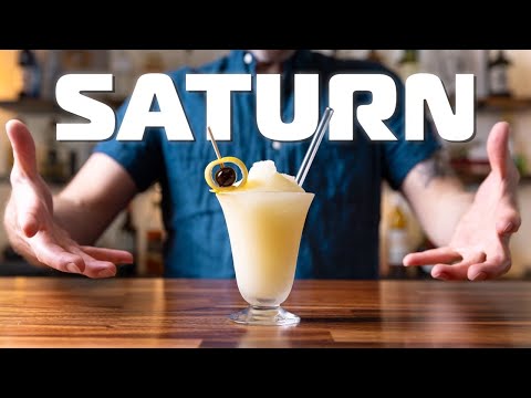 SATURN - a FROZEN passionfruit tiki drink from the space age!