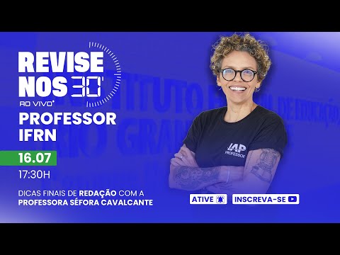 Banner de capa do material gratuito Revise nos 30 Professor IFRN - Redação prof. Séfora Cavalcante
