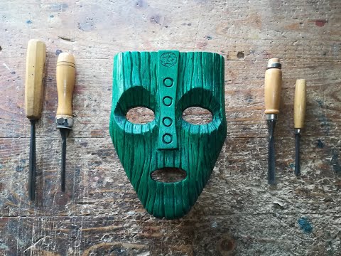 Carving Jim Carrey Mask / Loki Mask / ASMR Wood Carving