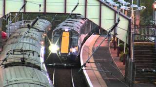 preview picture of video '380105 & 380107 Arriving At Johnstone Station On 17/11/10'