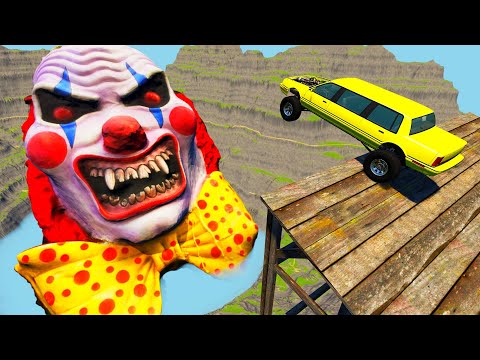 Devastating Pit Jump with a Halloween Clown - Beamng Drive