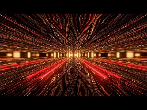 Abstract Tunnel Corridor Sci-fi Gold Neon Lights Background - 1 Hour