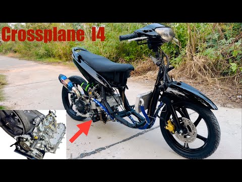 I built a 4-cylinder scooter engine, similar to YAMAHA R1 Crossplane