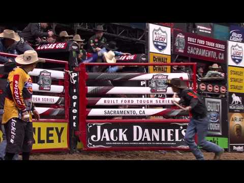 WRECK: Renato Nunes takes a hit from Buck Dynasty (PBR)