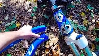 DESTROYED BIKE FRAME - Big Crash Norco mtb into tree GO PRO