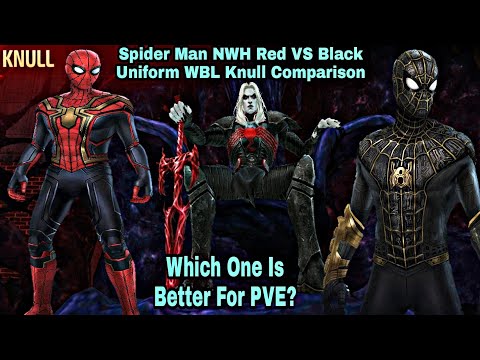 Spider Man NWH Red VS Black Uniform WBL Knull Comparison - Marvel Future Fight