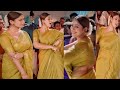 Nayanthara Hot Bouncing In Yellow Saree Saree Navel