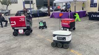 Bots meetup on the curb @curbivore #2024 #ottobot #kiwibots #starship #coco