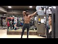 Posing practice for bodybuilding competitions