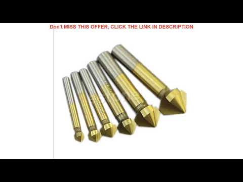Top 6 Pc 3 Flute HSS Titanium Chamfer Chamfering End Mill Cutter Bit Countersink Set