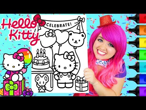 Coloring Hello Kitty Birthday Coloring Book Page Prismacolor Colored Paint Markers | KiMMi THE CLOWN Video