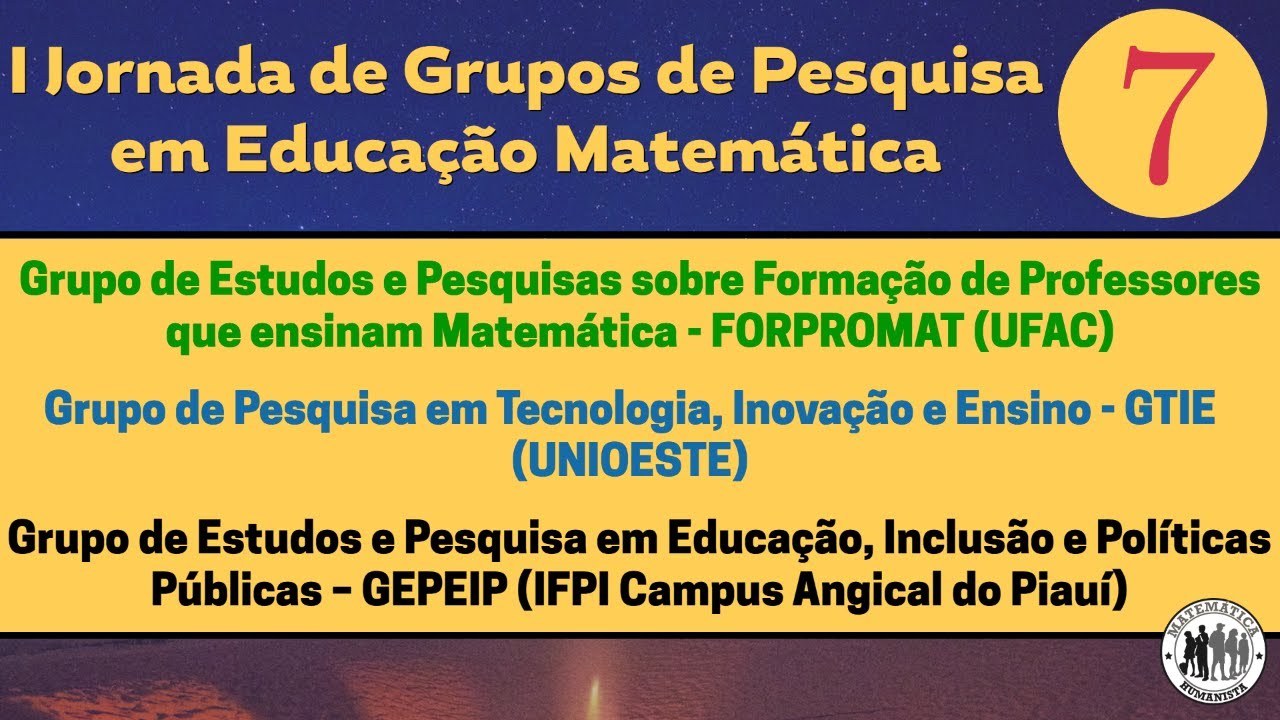 EVENTO 7 - I Jornada de Grupos de Pesquisa da Matemática Humanista