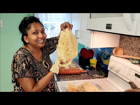 Paratha Roti Recipe.  teaching Joshua to make roti. He's a Roti mouth..