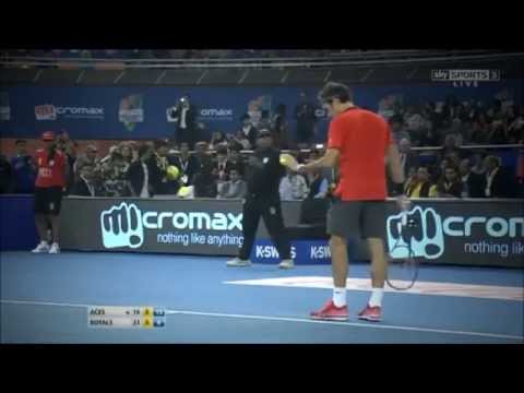 Roger Federer HOT SHOTS vs Novak Djokovic iptl in New Delhi (HD)