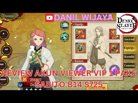 REVIEW AKUN VIEWER VIP 1 PAKE SABITO B14 S725 - DEMON SLAYER BLADE OF HASHIRA 🔥