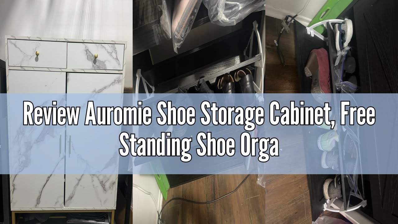 Review Auromie Shoe Storage Cabinet, Free Standing Shoe Organizer with 2 Flip Drawers, Shoe Rack wit