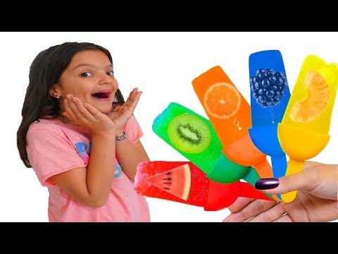 Masal and Öykü makes fruit Ice Cream with Color Song Learn Colors