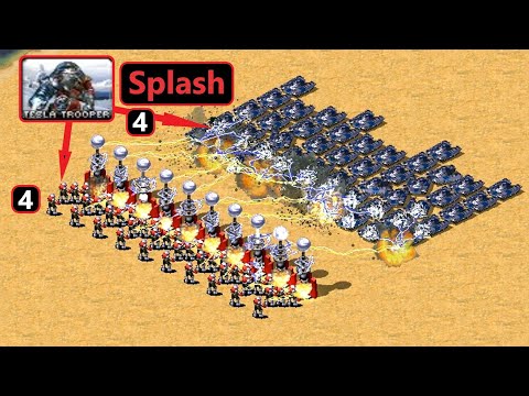 What if Tesla Troopers give splash ability? 4x=4 Bolts - Red Alert 2