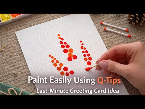 Paint 2 Beautiful Christmas Cards Easily | Q-Tip Watercolor Art Tutorial #wocol #christmas