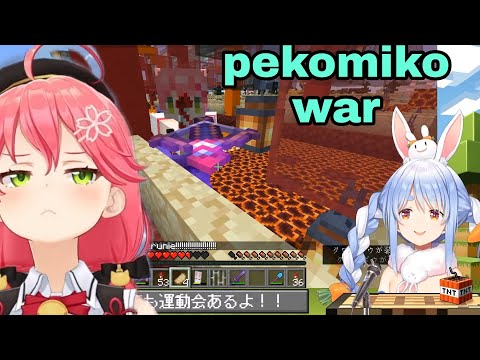 Intense Hololive Minecraft Pekora Miko War!