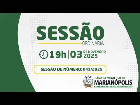 41º Sessão Ordinária - 03/11/2025 - Câmara de Marianópolis do Tocantins - TO