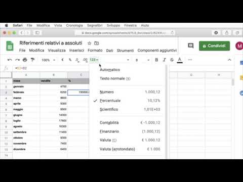 Foglio elettronico: riferimenti relativi e assoluti