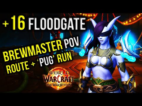 Operation Floodgate +16 Mythic+ | Brewmaster Monk POV | Gear, Route & Full PUG Run | The War Within