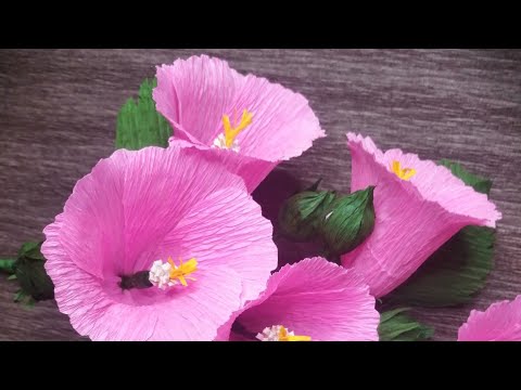 #Easy_Craft #Hollyhock_Flower #crepe_paper  ll How to make Hollyhock flower with crepe paper