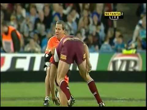 Michael Crocker knocked out by the ball in 2008
