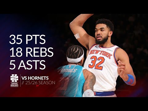 Karl-Anthony Towns 35 pts 18 rebs 5 asts vs Hornets 25/26 season