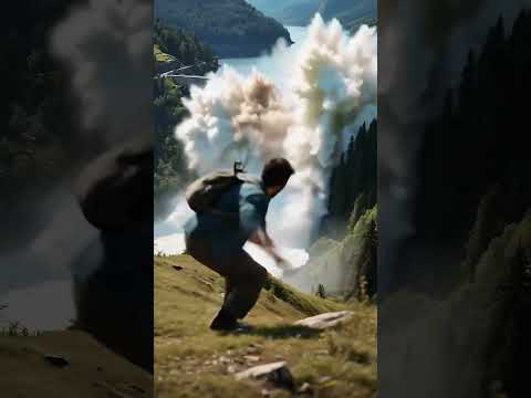 Giant Dam Breaks – Escaping in Seconds!