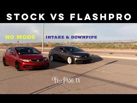 Flashpro Bolt-Ons vs Stock Drag/Roll Race 12-15 Civic Si