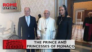 Pope Francis meets the prince and princesses of Monaco