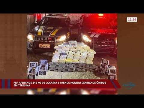 PRF apreende 145kg de cocaína e prende homem dentro de ônibus em Teresina 21 03 2022