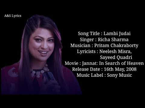 Lambi Judai (Char Dino Ka Pyaar O Rabba) Full Song With Lyrics By Richa Sharma