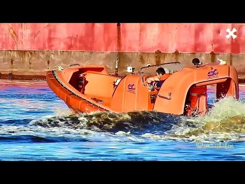rescue boat test SHELF EXPRESS OUZN2 IMO 8521531 Emden Multi purpose offshore vessel