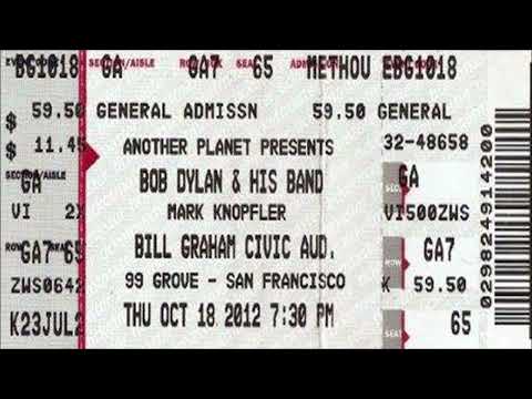 Bob Dylan 2012 US & Canada Fall Tour - San Francisco, USA  18 October 2012