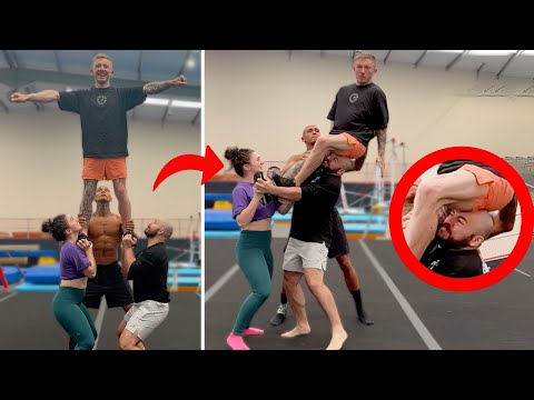 Teaching Nile Wilson Cheerleading Stunts!
