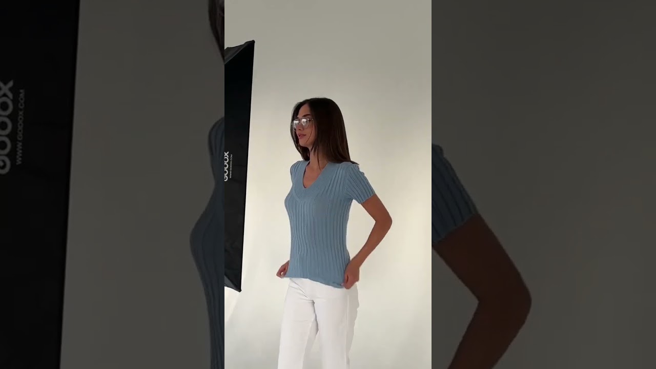 Short Sleeves Knit Jumper Light blue