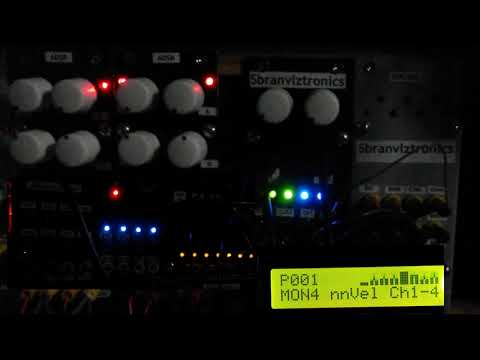 Simple test of three MIDI to CV (Control Voltage) interfaces