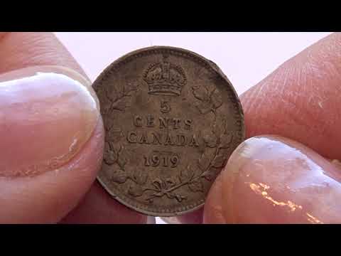 Rare 1919 Canada Tiny 5 Cent Coin