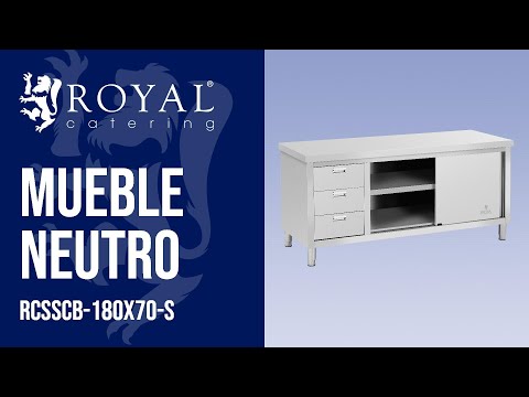 vídeo - Mueble neutro de acero inoxidable - ECO - 180 x 70 cm - 600 kg - 3 cajones - Royal Catering