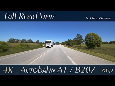 Autobahn (A1) - Bundesstraße (B207), Kreis Ostholstein, Schleswig-Holstein, Germany - 4K (2160p/60p)