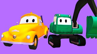 Tom la Grúa y sus amigos la Excavadora y el Tractor en Auto City | Dibujos animados para niños