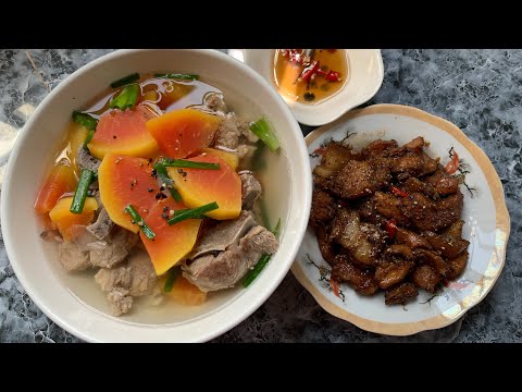 Thịt kho tiêu, canh đủ đủ vs xương heo, bữa cơm gia đình đơn giản dễ làm | Bếp của Gió