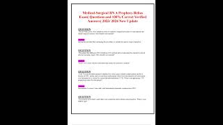 MEDICAL SURGICAL RN A PROPHECY RELIAS EXAM QUESTIONS AND 100 CORRECT VERIFIED ANSWERS 2023 2024 NEW
