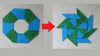How To Make A Transforming 8-Pointed Ninja Star!. (Origami)